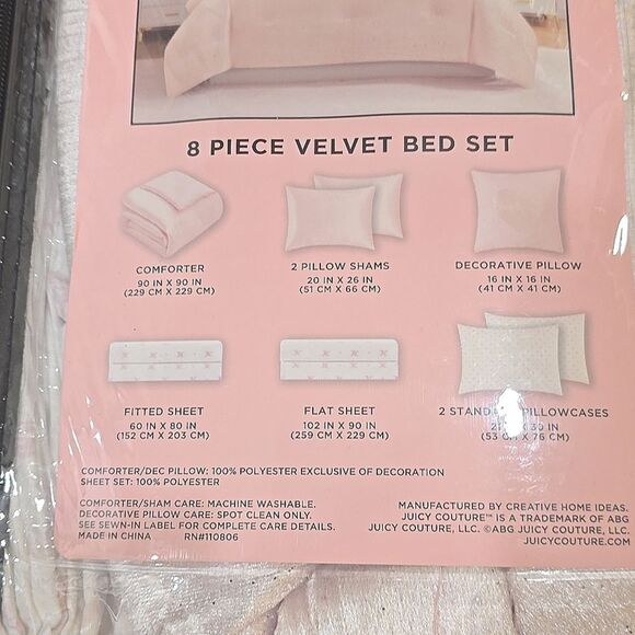 Juicy Couture Home Luxuriously Soft 8-PC Rhinestone Velvet Queen Bed Set - Picture 6 of 7
